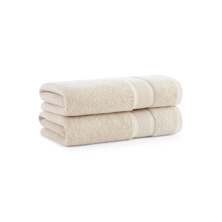 Monarch Brands Aegean Recycled Bath Towels 30in x 60in - Solid, Beige, 2PK P-BT-RO-3060-BG